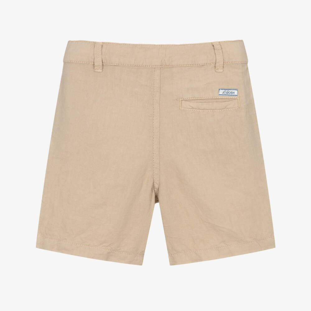 J&Josh-Boys Beige Linen & Cotton Shorts | Childrensalon Outlet