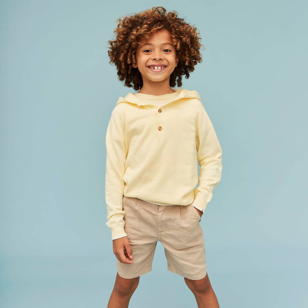 J&Josh-Boys Beige Linen & Cotton Shorts | Childrensalon Outlet