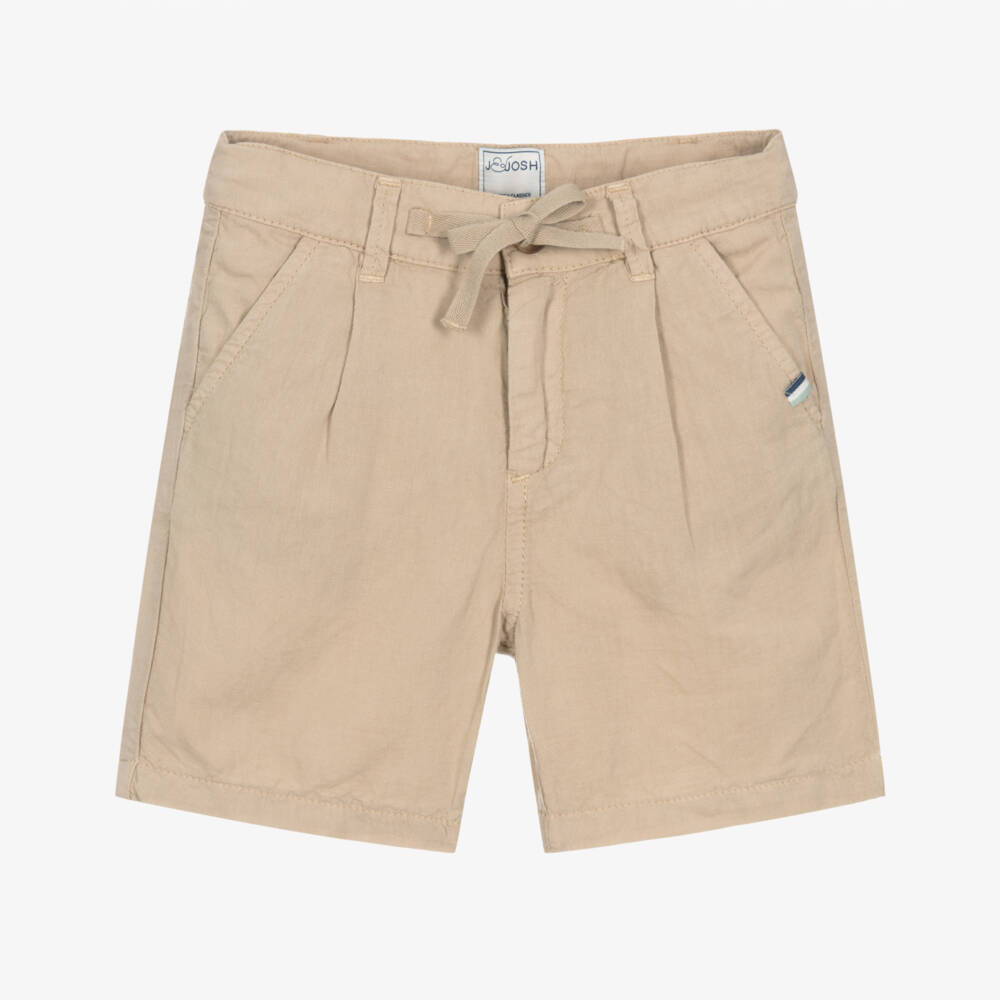 J&Josh-Boys Beige Linen & Cotton Shorts | Childrensalon Outlet