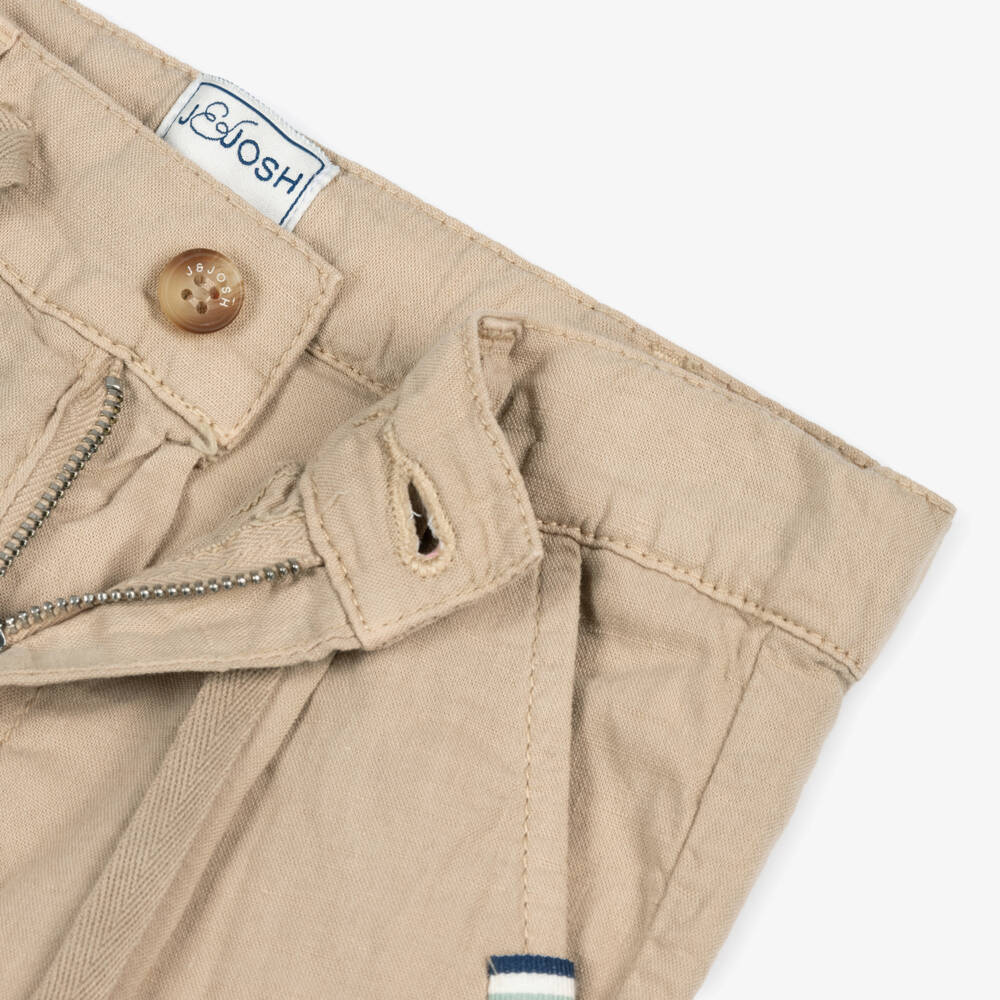 J&Josh-Boys Beige Linen & Cotton Shorts | Childrensalon Outlet