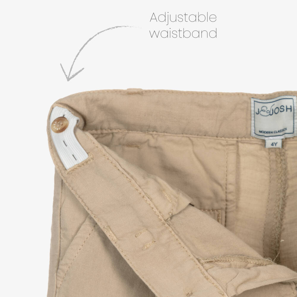 J&Josh-Boys Beige Linen & Cotton Shorts | Childrensalon Outlet