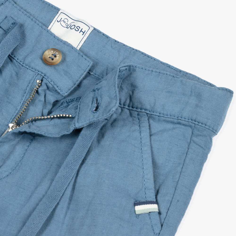 J&Josh-Boys Blue Linen & Cotton Shorts | Childrensalon Outlet