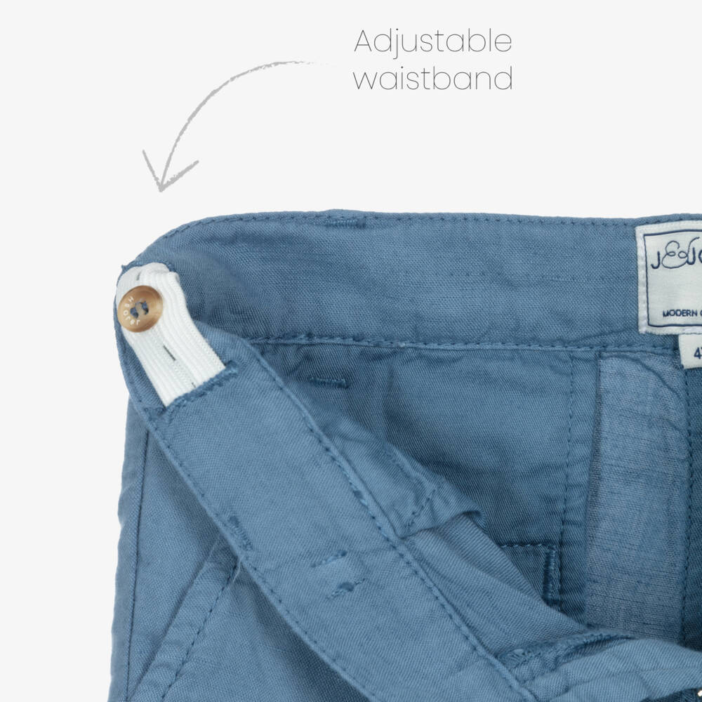 J&Josh-Boys Blue Linen & Cotton Shorts | Childrensalon Outlet
