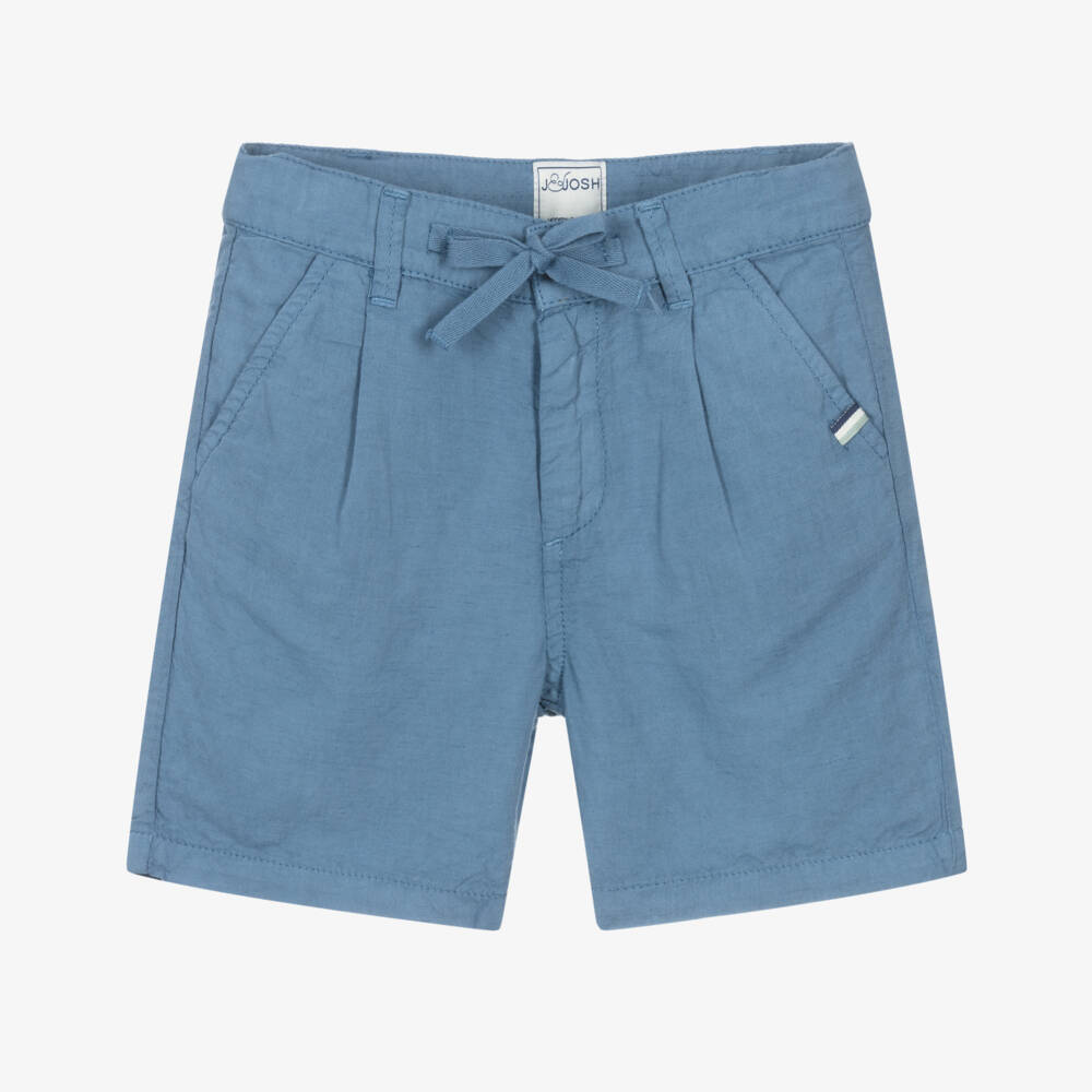 J&Josh-Boys Blue Linen & Cotton Shorts | Childrensalon Outlet