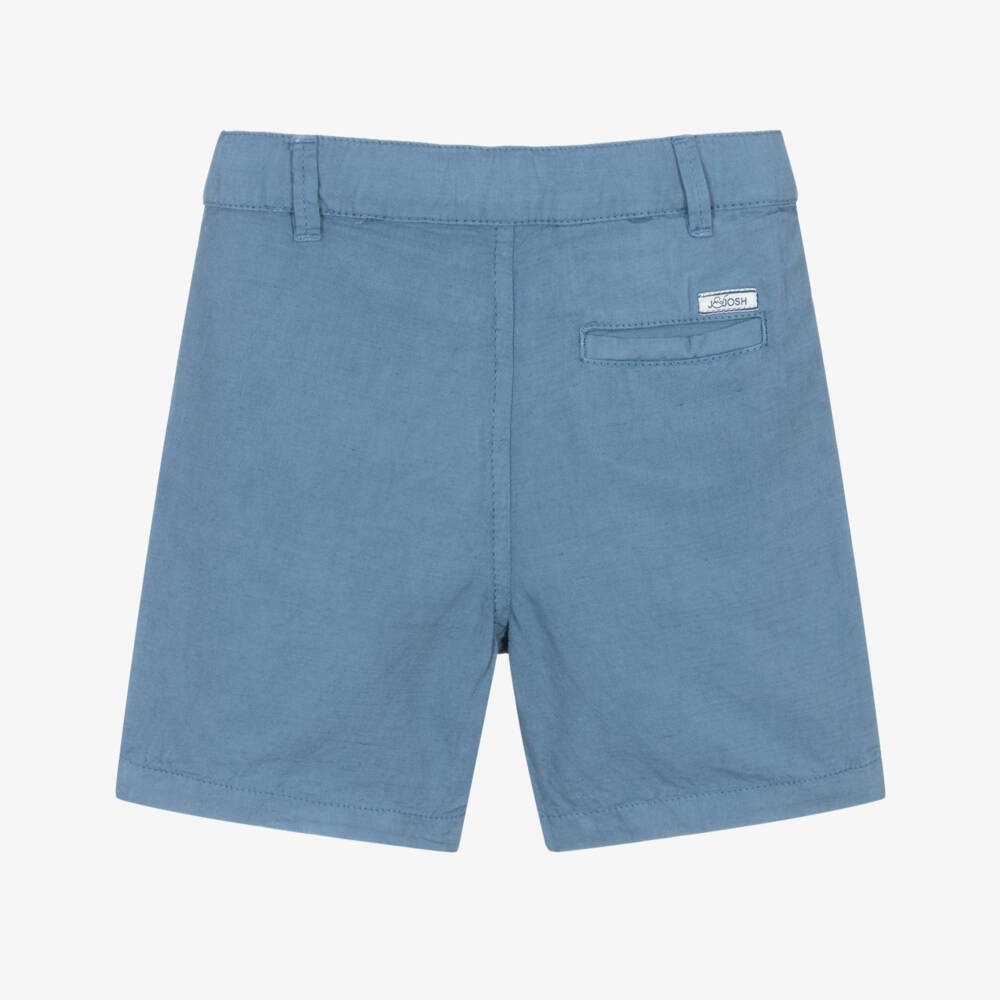 J&Josh-Boys Blue Linen & Cotton Shorts | Childrensalon Outlet