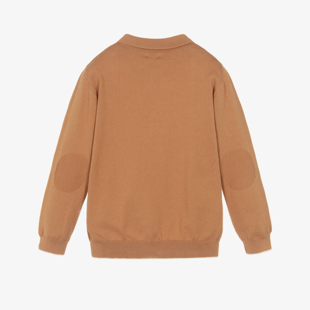 J&Josh-Boys Burnt Orange Cotton Knitted Polo Sweater | Childrensalon Outlet