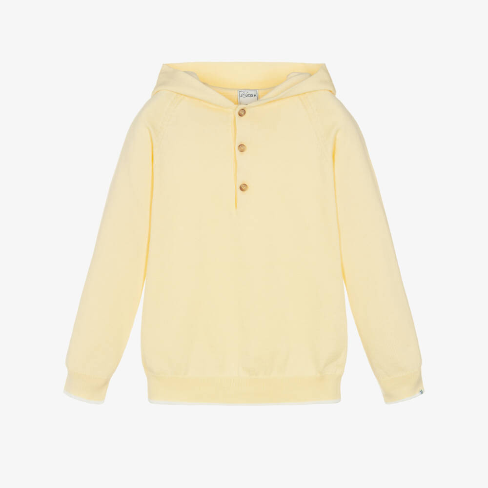 J&Josh-Boys Butter Yellow Cotton Knit Hoodie | Childrensalon Outlet