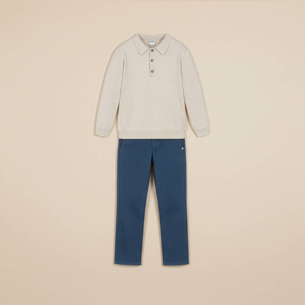 J&Josh-Boys Dark Blue Cotton Chino Trousers | Childrensalon Outlet