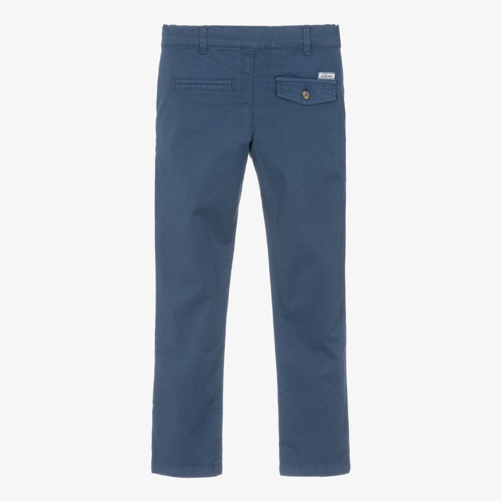 J&Josh-Boys Dark Blue Cotton Chino Trousers | Childrensalon Outlet