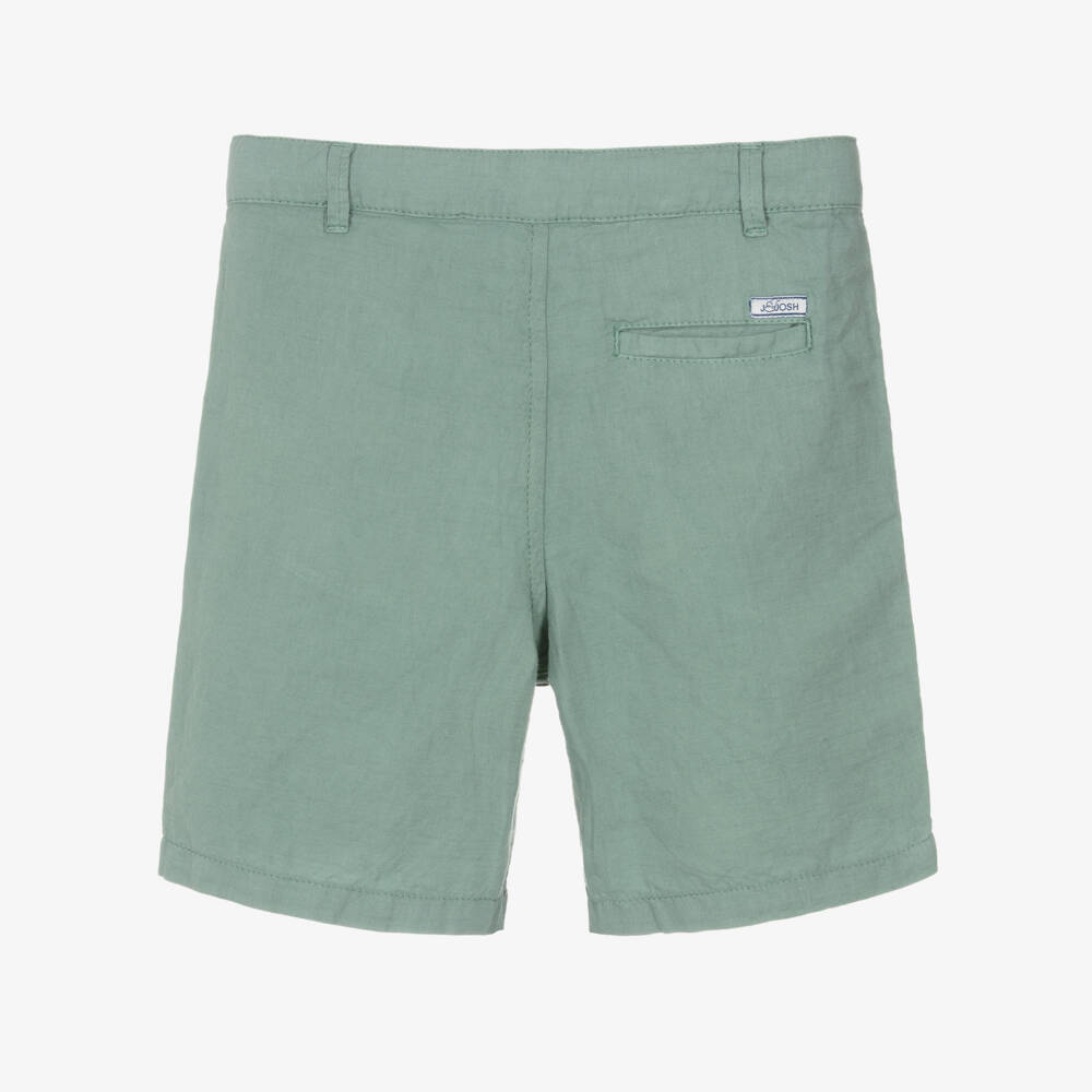 J&Josh-Boys Green Linen & Cotton Blend Shorts | Childrensalon Outlet