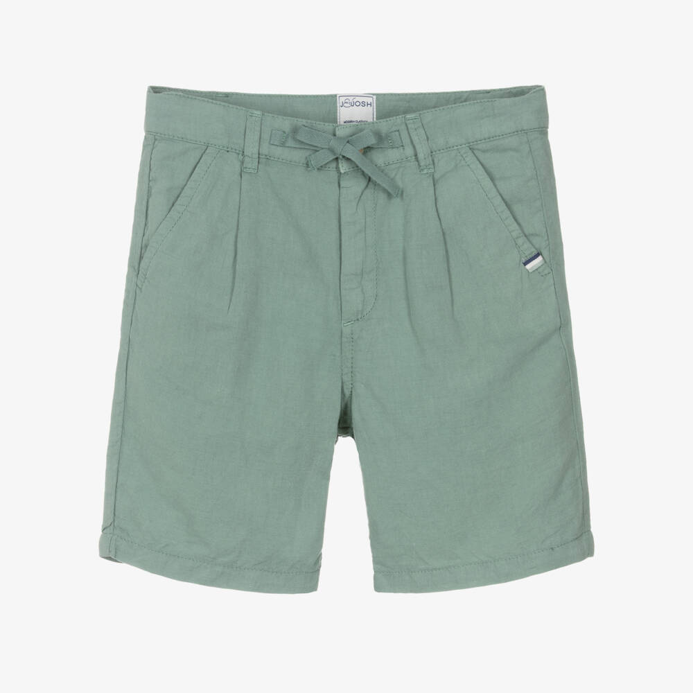 J&Josh-Boys Green Linen & Cotton Blend Shorts | Childrensalon Outlet