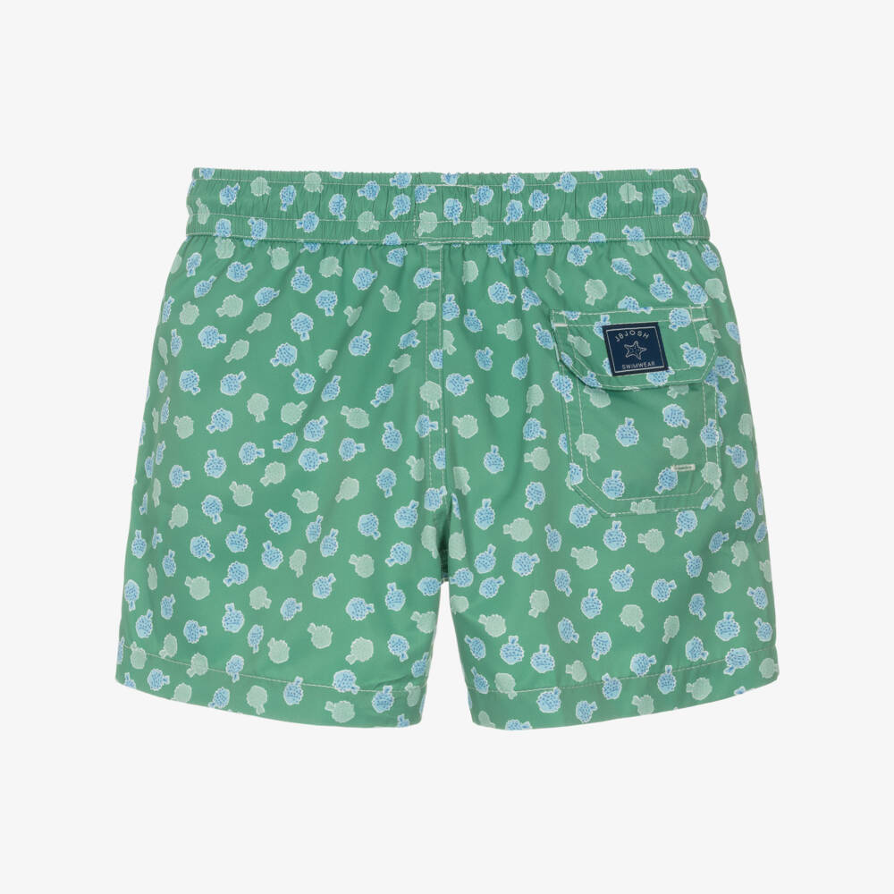 J&Josh-Boys Green Pufferfish Swim Shorts | Childrensalon Outlet