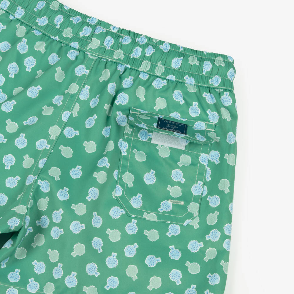 J&Josh-Boys Green Pufferfish Swim Shorts | Childrensalon Outlet