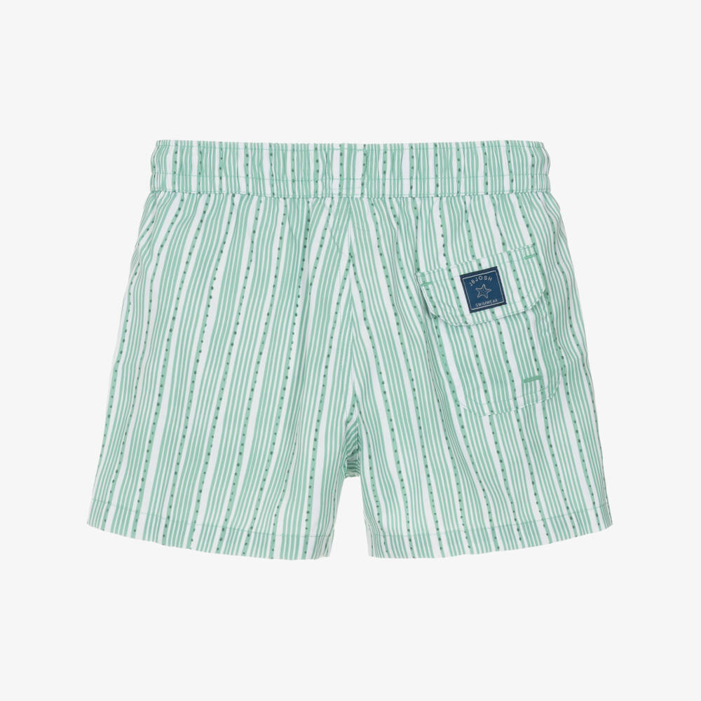 J&Josh-Boys Green Striped Drawstring Swim Shorts | Childrensalon Outlet