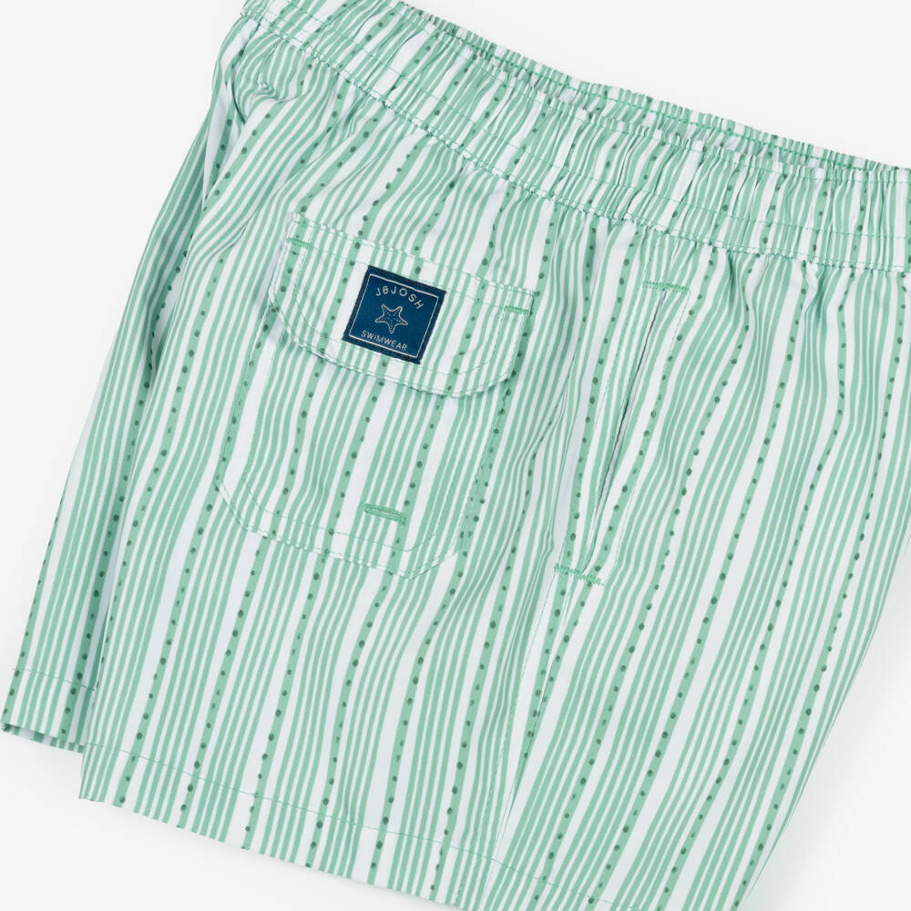 J&Josh-Boys Green Striped Drawstring Swim Shorts | Childrensalon Outlet