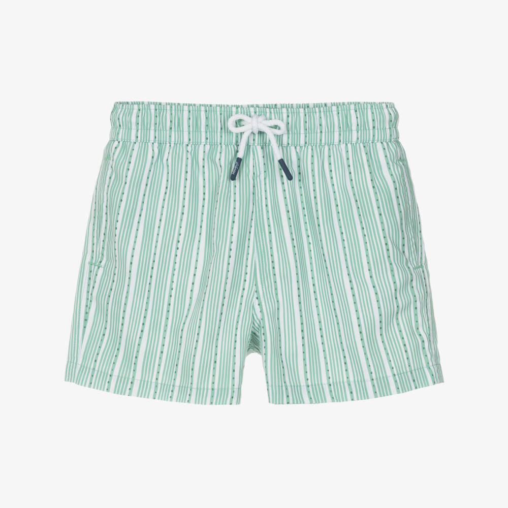 J&Josh-Boys Green Striped Drawstring Swim Shorts | Childrensalon Outlet