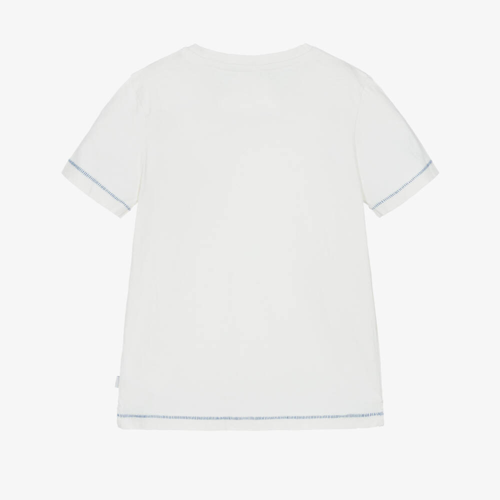 J&Josh-Boys Ivory Cotton & Linen T-Shirt | Childrensalon Outlet