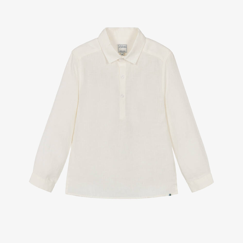 J&Josh-Boys Ivory Pop-Over Linen Shirt | Childrensalon Outlet