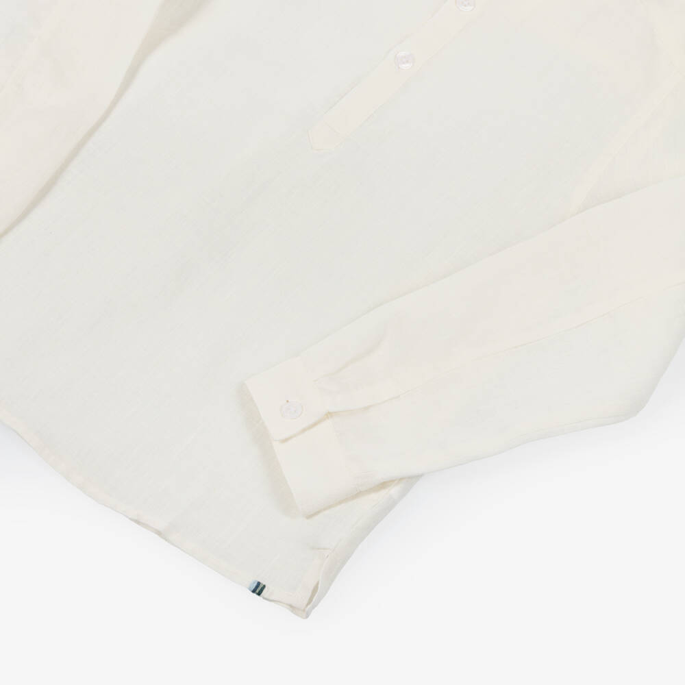 J&Josh-Boys Ivory Pop-Over Linen Shirt | Childrensalon Outlet
