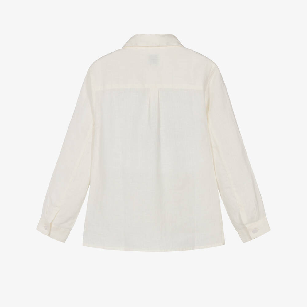 J&Josh-Boys Ivory Pop-Over Linen Shirt | Childrensalon Outlet
