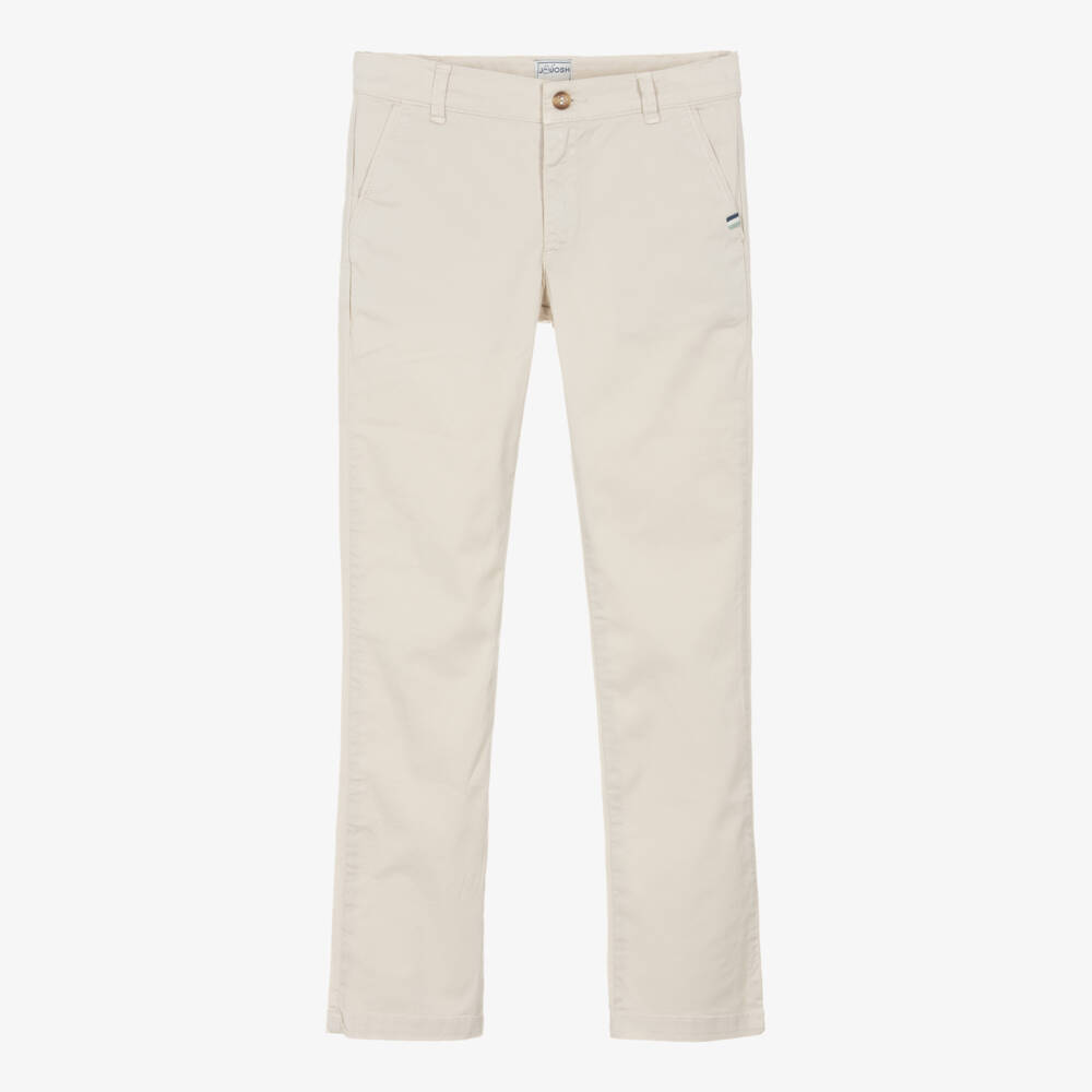 J&Josh-Boys Light Beige Cotton Chino Trousers | Childrensalon Outlet