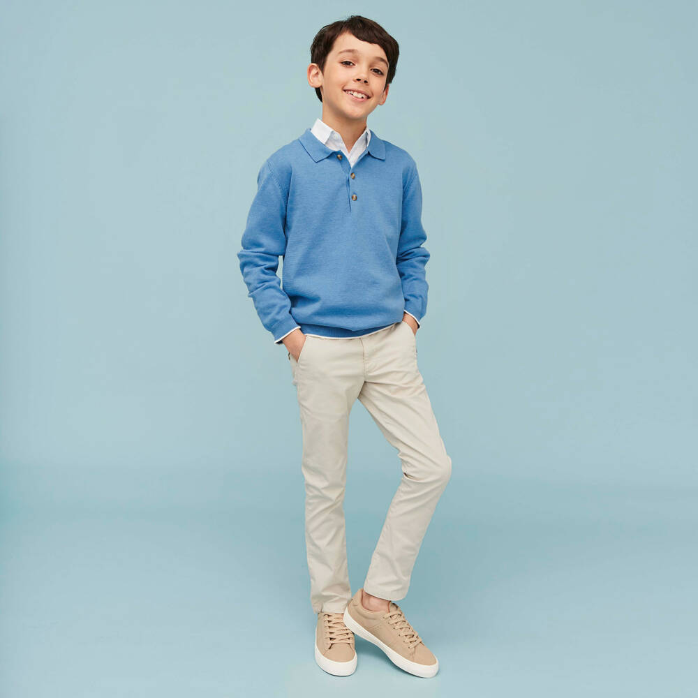 J&Josh-Boys Light Beige Cotton Chino Trousers | Childrensalon Outlet