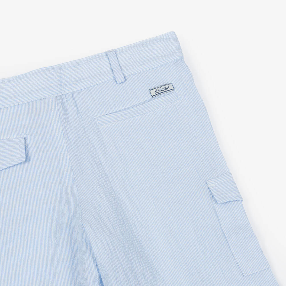 J&Josh-Boys Light Blue Cotton Seersucker Shorts | Childrensalon Outlet