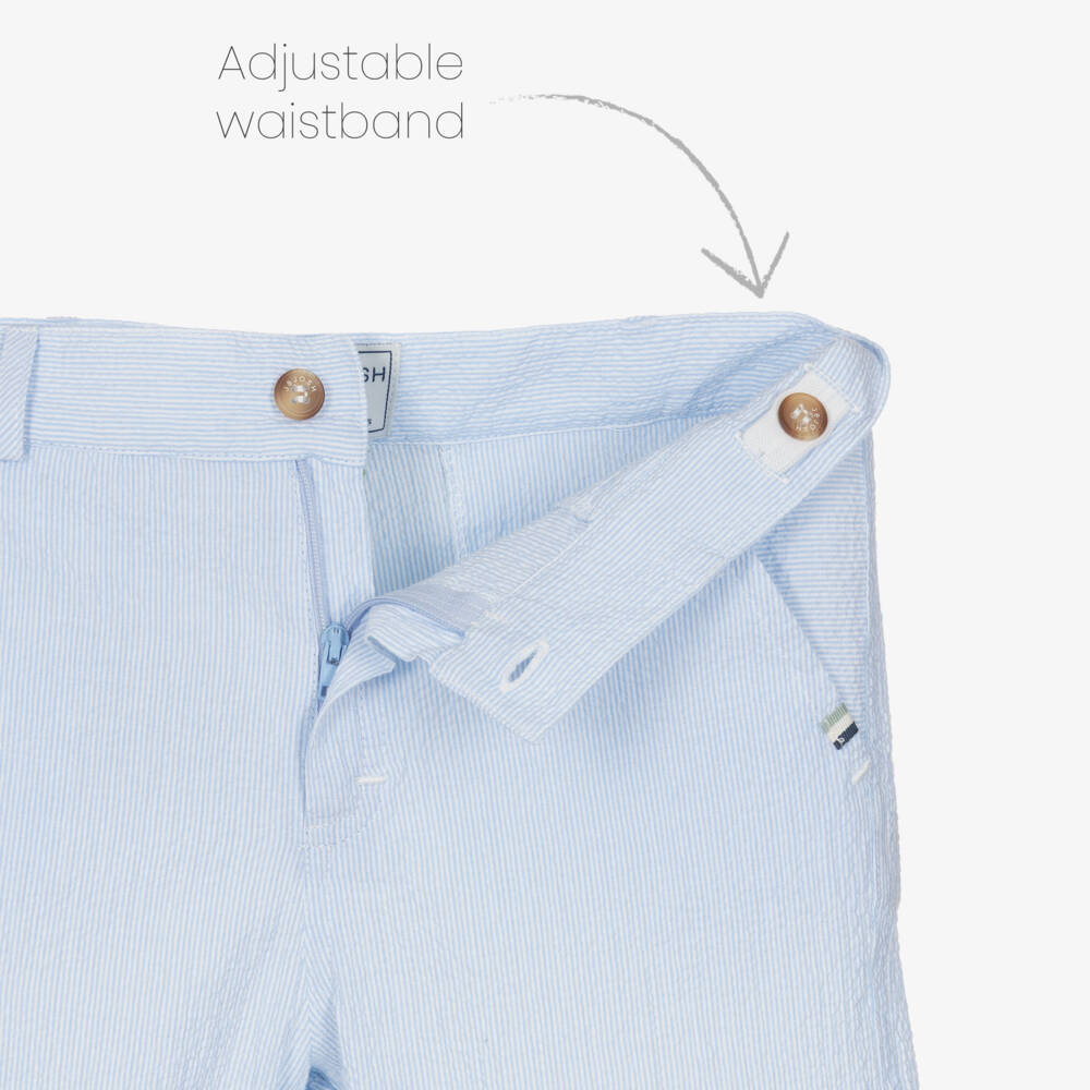 J&Josh-Boys Light Blue Cotton Seersucker Shorts | Childrensalon Outlet