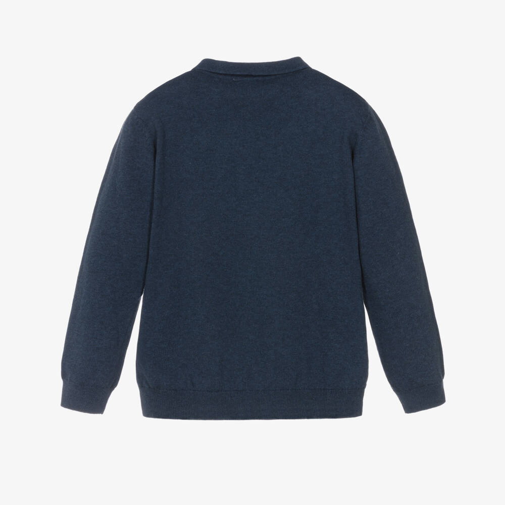 J&Josh-Boys Navy Blue Knitted Cotton Sweater | Childrensalon Outlet