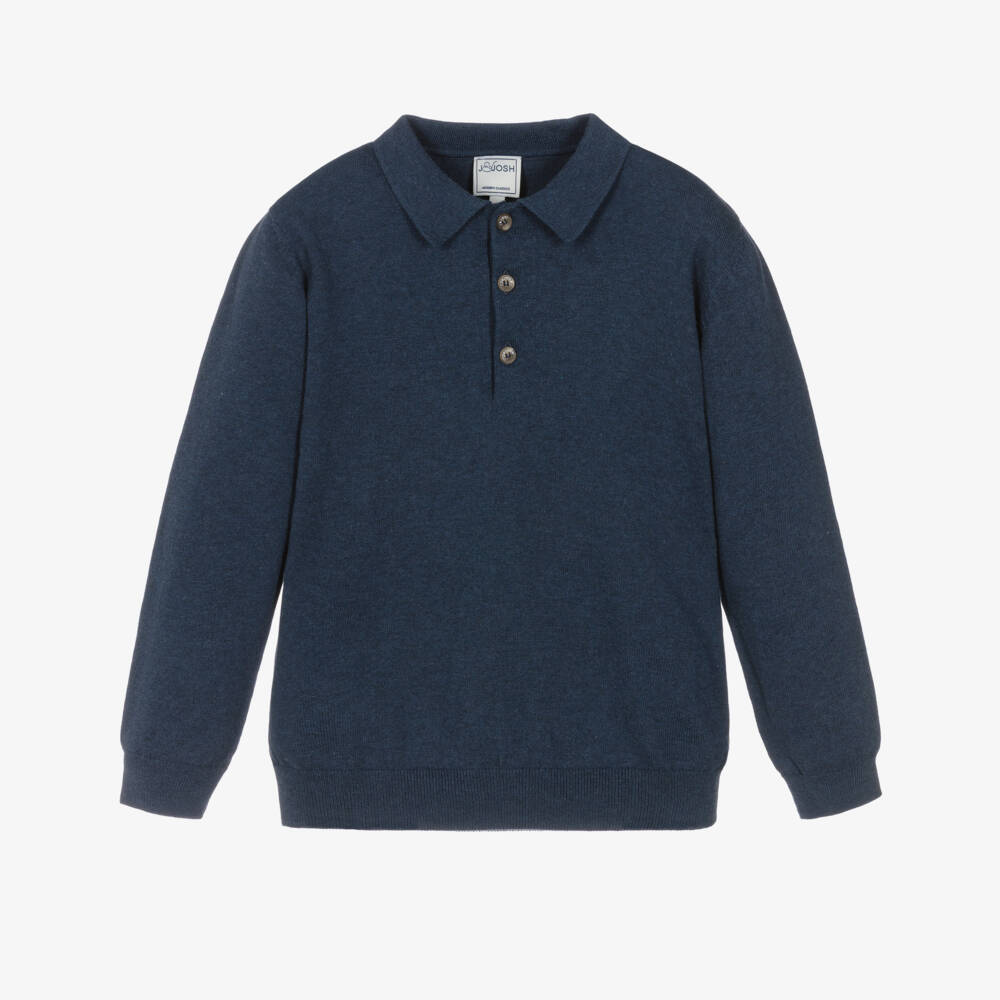 J&Josh-Boys Navy Blue Knitted Cotton Sweater | Childrensalon Outlet