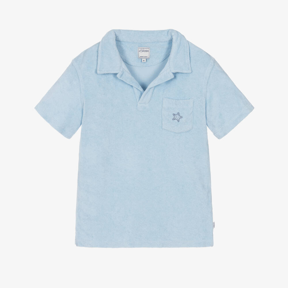 J&Josh-Boys Pale Blue Terry Cotton Polo Shirt | Childrensalon Outlet