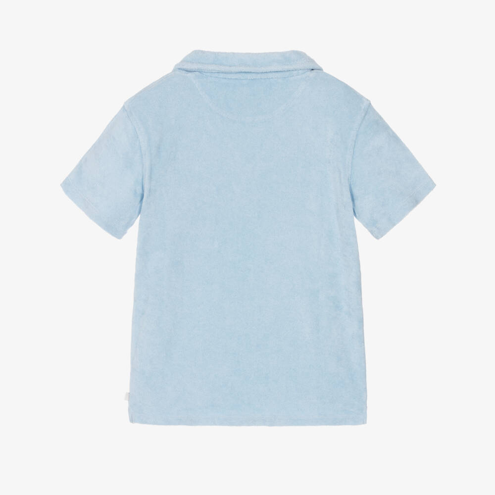 J&Josh-Boys Pale Blue Terry Cotton Polo Shirt | Childrensalon Outlet