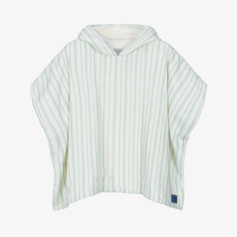 J&Josh-Boys Pale Green Stripe Hooded Poncho Towel | Childrensalon Outlet