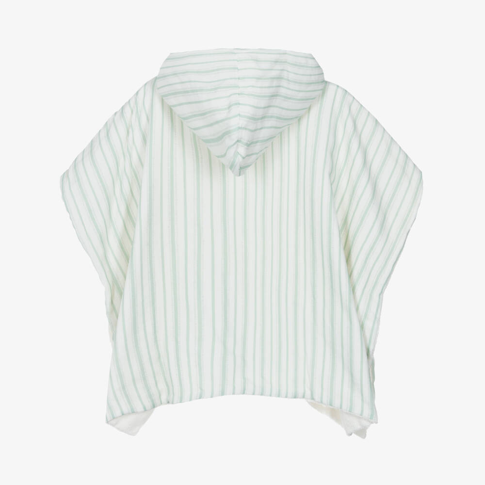 J&Josh-Boys Pale Green Stripe Hooded Poncho Towel | Childrensalon Outlet