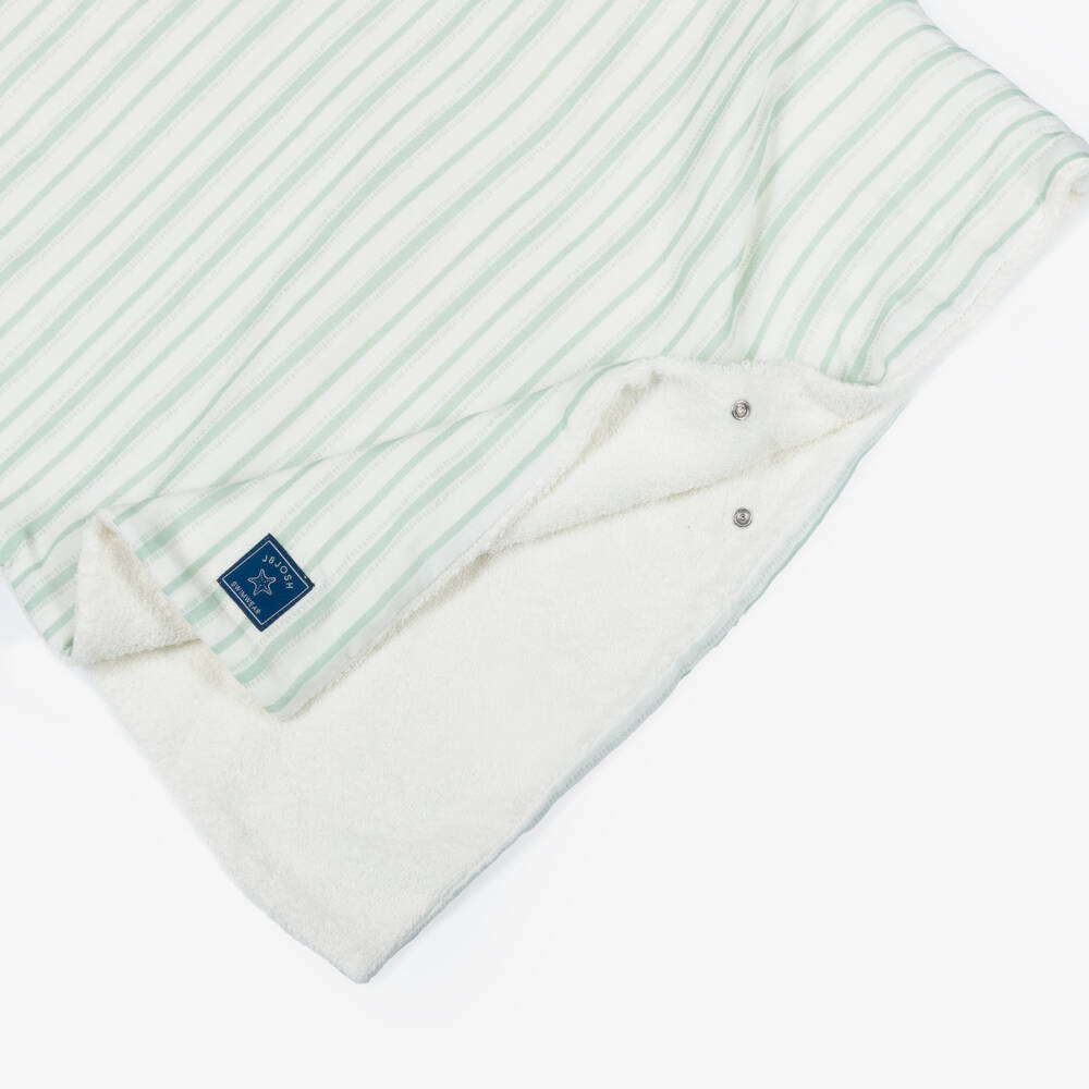 J&Josh-Boys Pale Green Stripe Hooded Poncho Towel | Childrensalon Outlet
