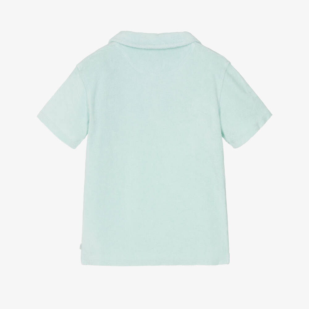 J&Josh-Boys Pale Mint Green Terry Cotton Polo Shirt | Childrensalon Outlet
