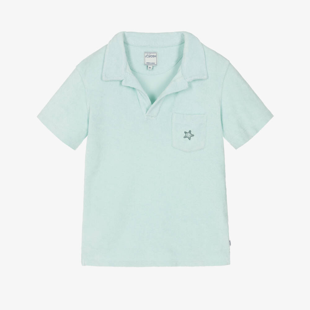 J&Josh-Boys Pale Mint Green Terry Cotton Polo Shirt | Childrensalon Outlet