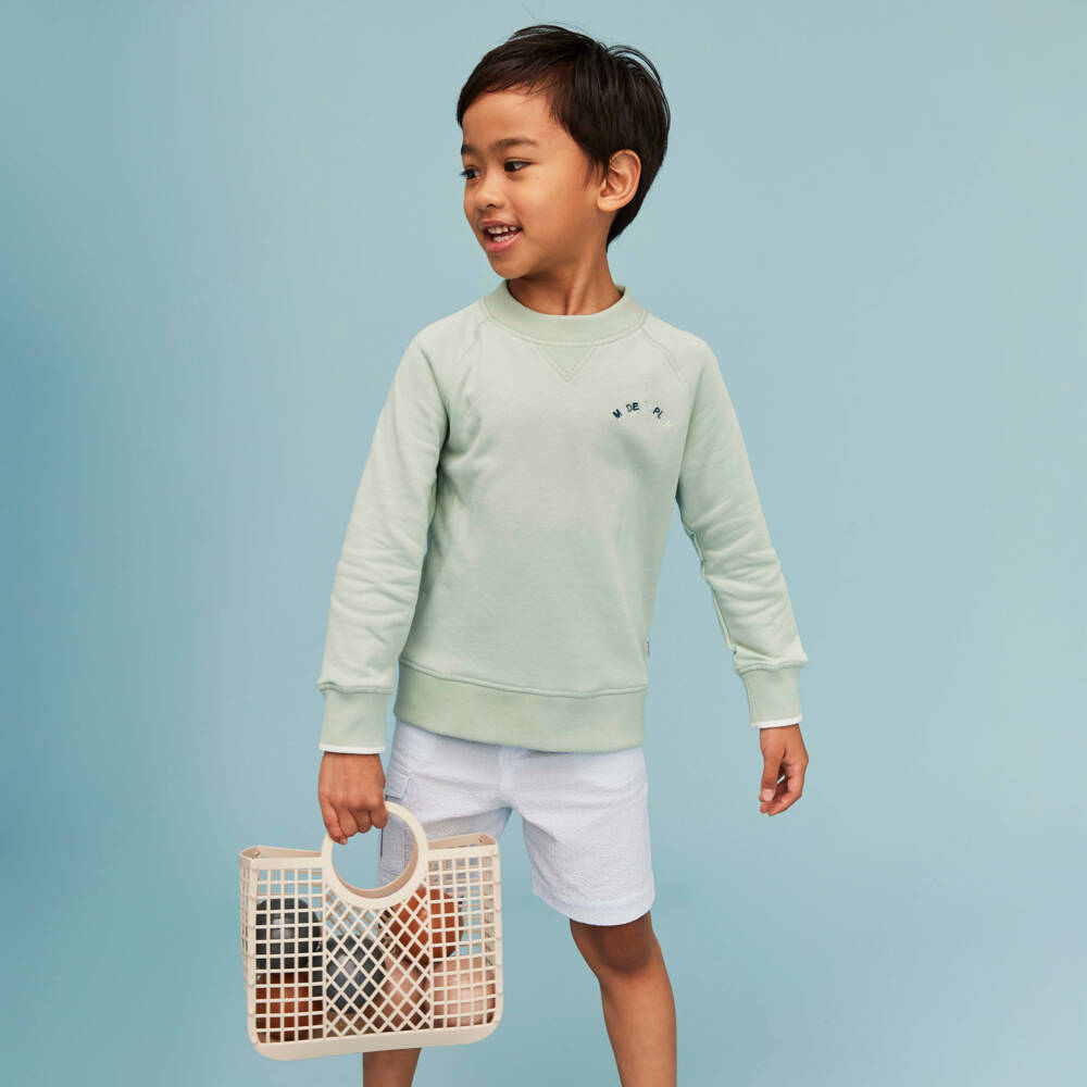 J&Josh-Boys Pastel Green Cotton Sweatshirt | Childrensalon Outlet