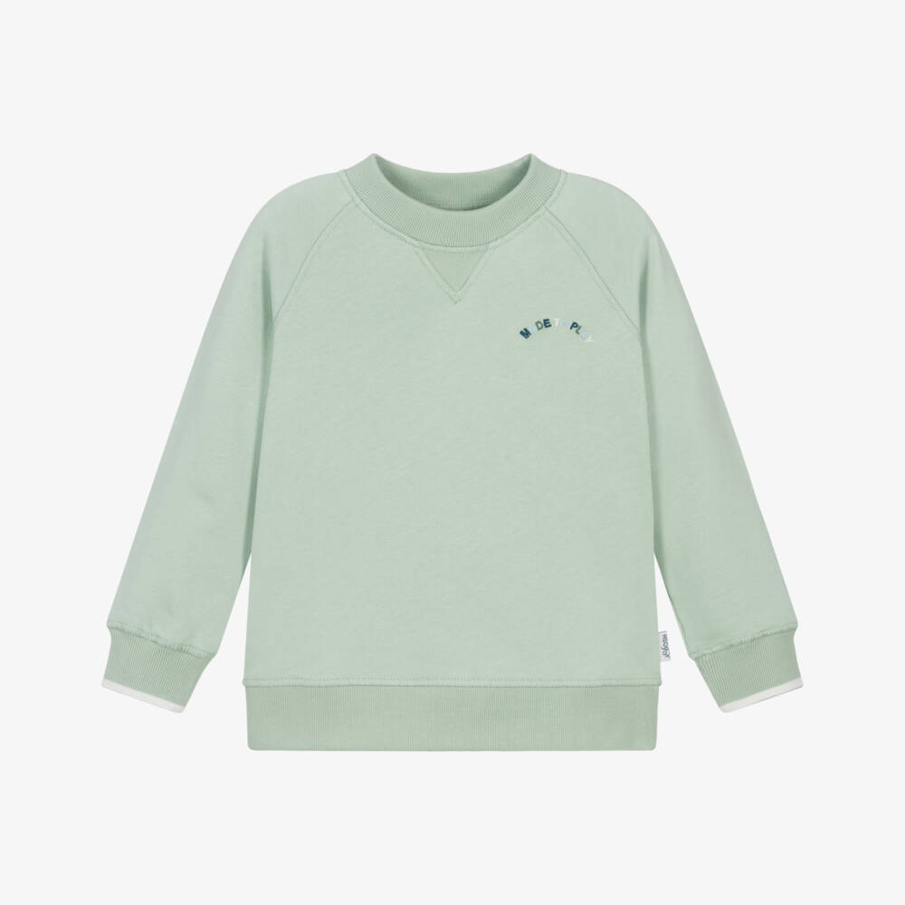 J&Josh-Boys Pastel Green Cotton Sweatshirt | Childrensalon Outlet