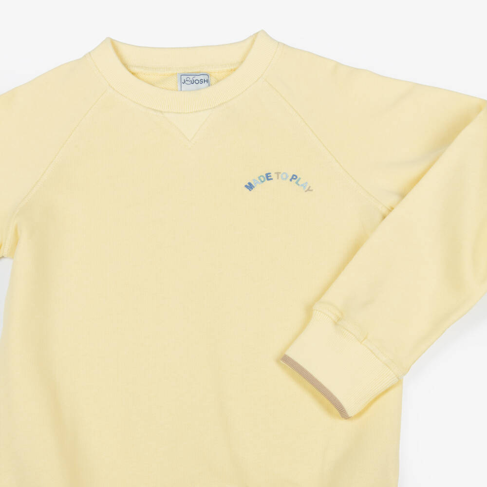 J&Josh-Boys Pastel Yellow Cotton Sweatshirt | Childrensalon Outlet