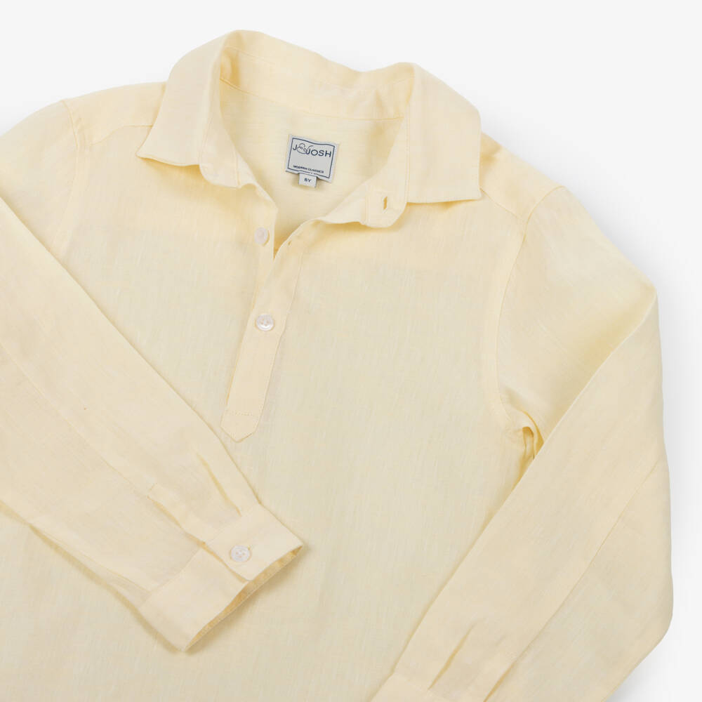 J&Josh-Boys Yellow Pop-Over Linen Shirt | Childrensalon Outlet