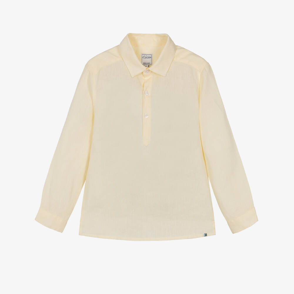 J&Josh-Boys Yellow Pop-Over Linen Shirt | Childrensalon Outlet