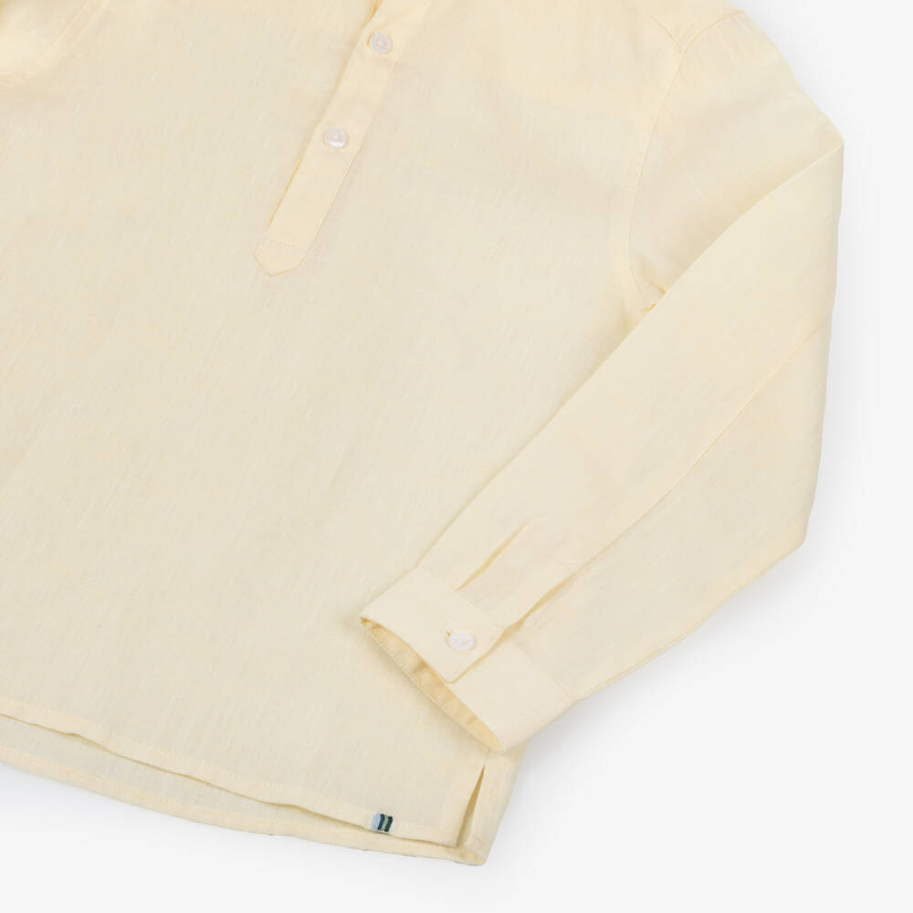 J&Josh-Boys Yellow Pop-Over Linen Shirt | Childrensalon Outlet
