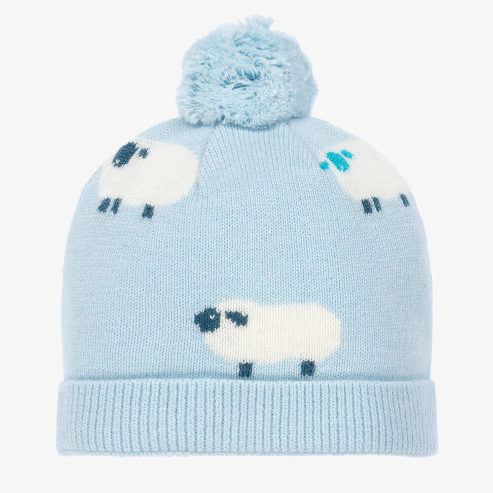 Jacadi Paris - Bonnet bleu en laine moutons bébé | Childrensalon
