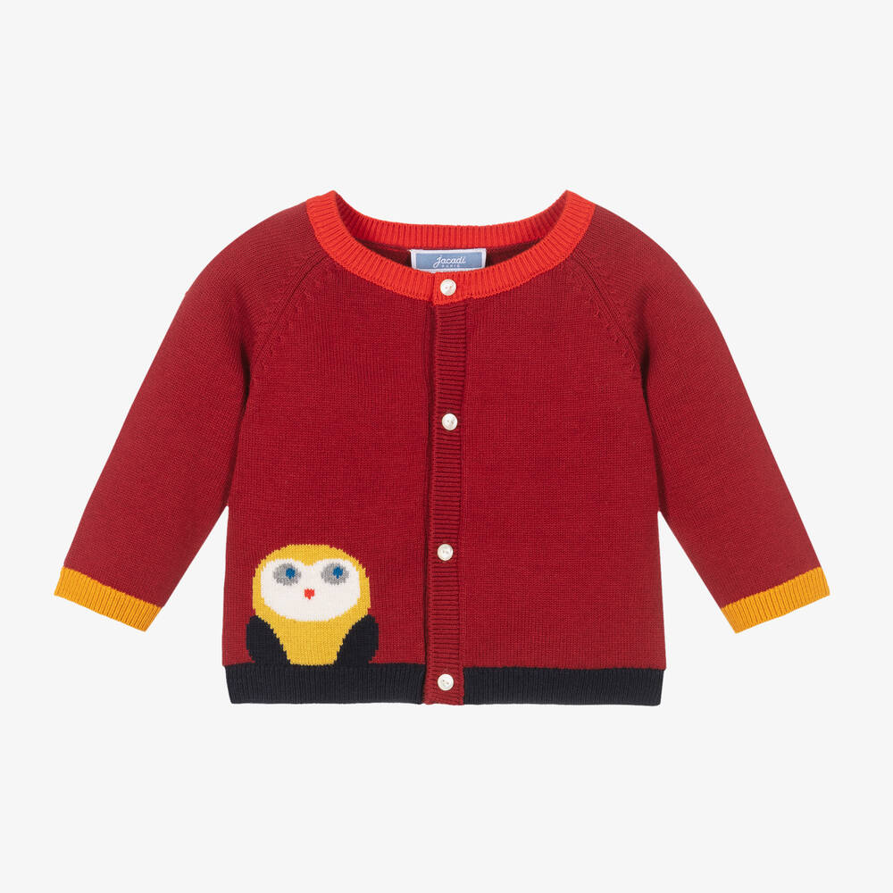 Jacadi Paris-كارديغان قطن وصوف لون أحمر للمواليد | Childrensalon Outlet