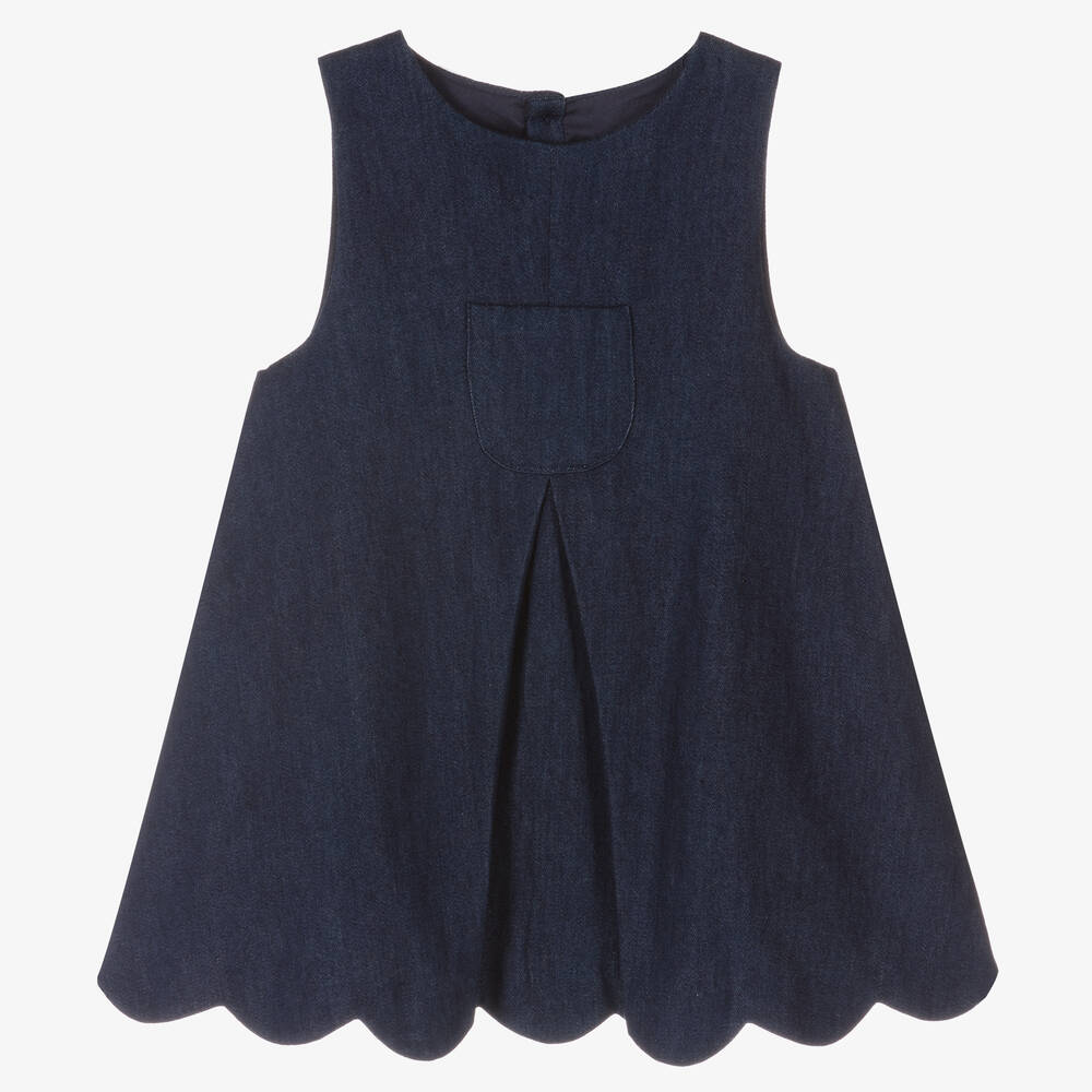 Jacadi Paris - Baby Girls Blue Denim Dress | Childrensalon
