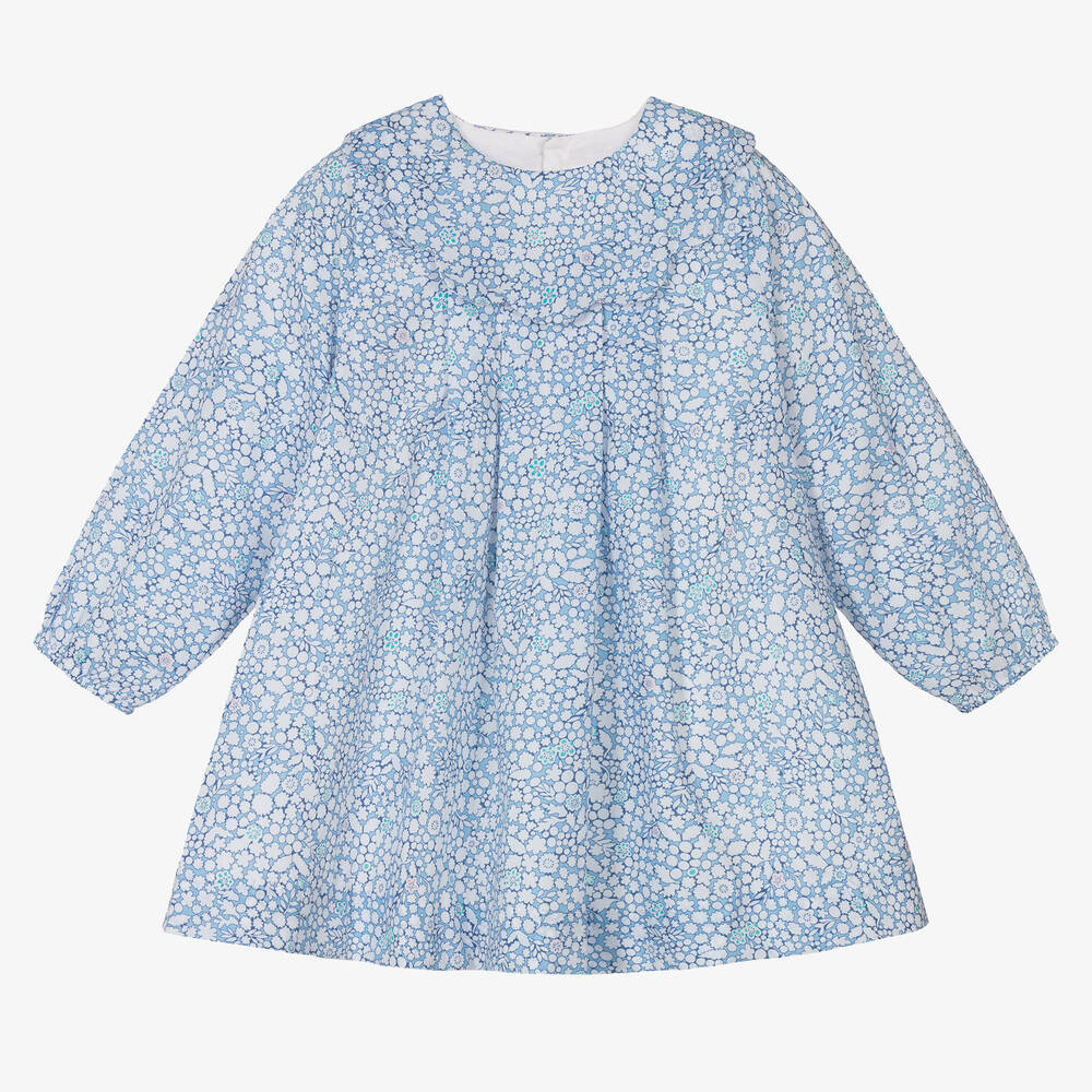 Jacadi Paris - Blaues Babykleid mit Blumen (M) | Childrensalon
