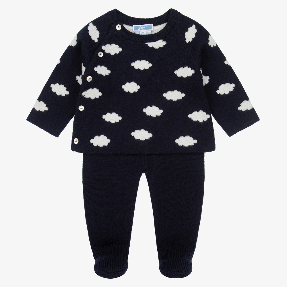 Jacadi Paris - Blue 2 Piece Knitted Babygrow | Childrensalon