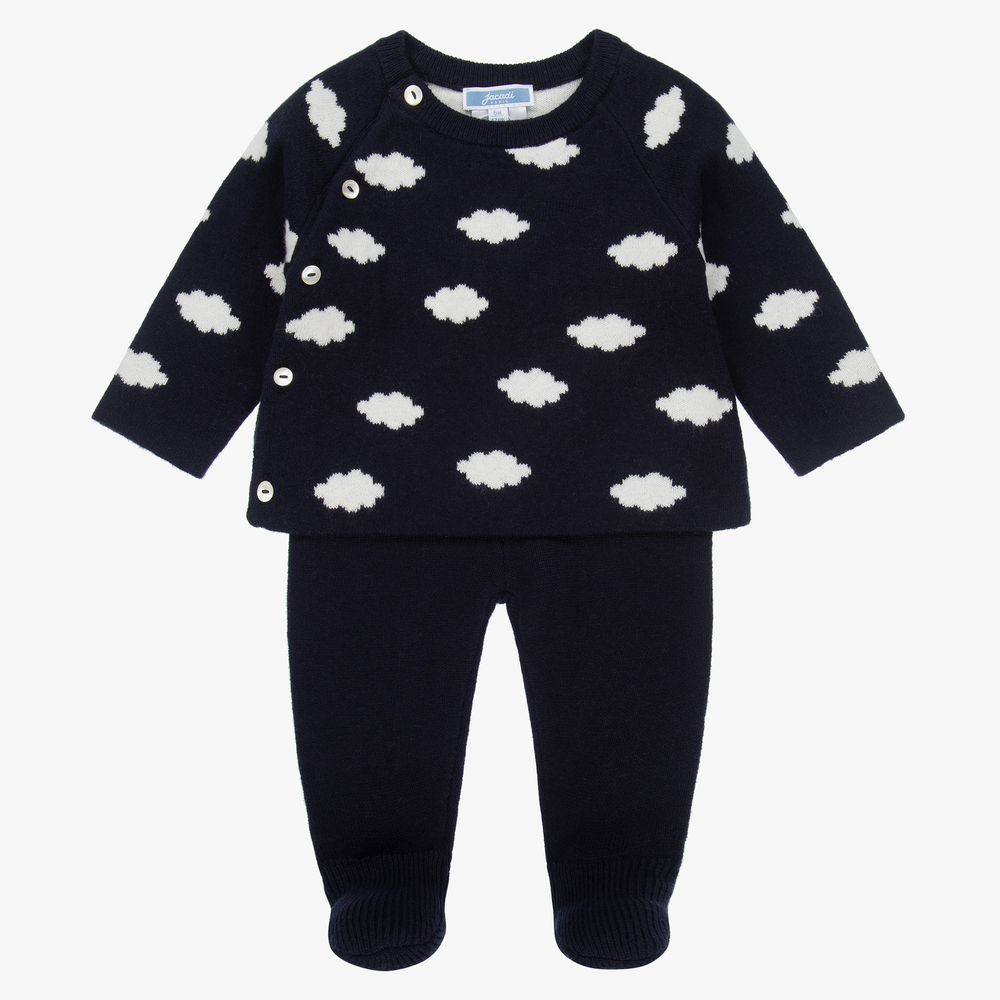 Jacadi Paris-Blue 2 Piece Knitted Babygrow | Childrensalon Outlet