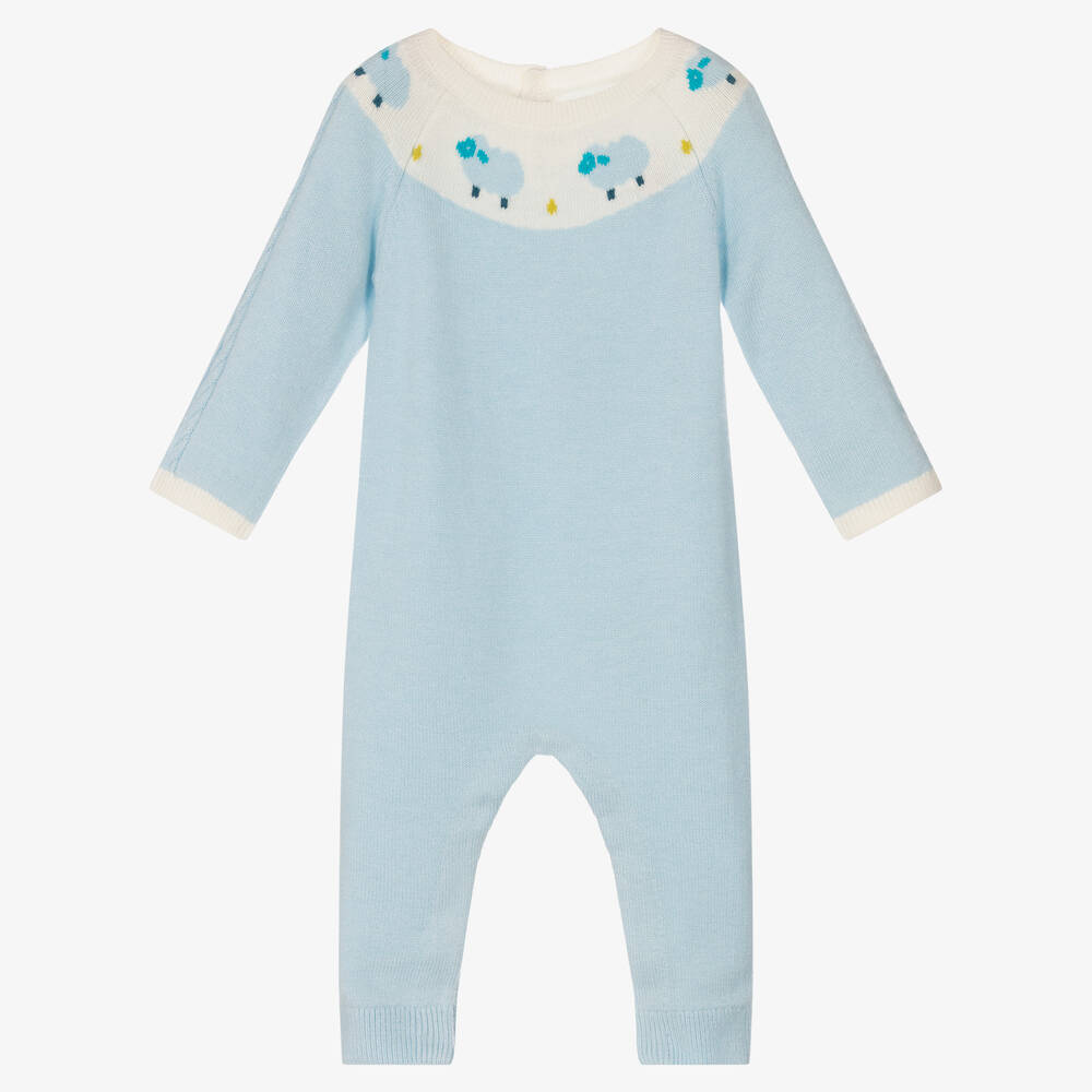 Jacadi Paris-Blue Sheep Wool Knit Romper | Childrensalon Outlet